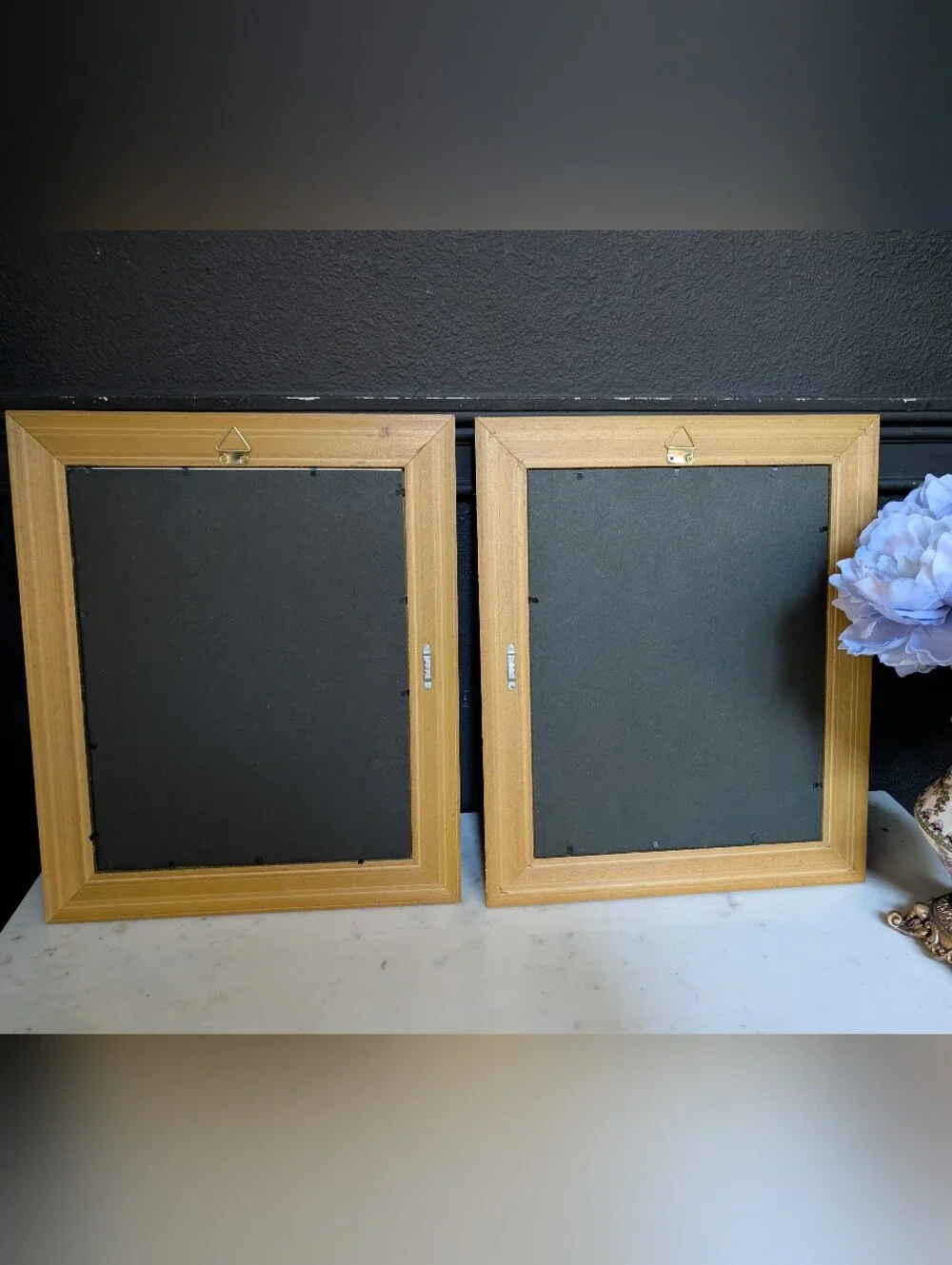 Vintage, set of 2, Gold Detail Wood Matted Frame w/ vintage style Floral Prints